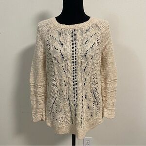 Lucky Brand Sweater Women’s Size Large Cream Pointelle knit Sweater